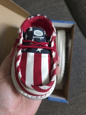 Hey Dude Kids Americana Flag Slip-On Shoe in Red, White & Blue Toddler Size 8
